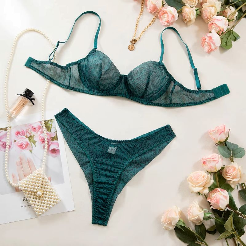 Push Up Bra Padded - 2-teiliges Damen-Dessous-Set, ultradünnes, atmungsaktives Mesh-Unterwäsche-Set, zartes
