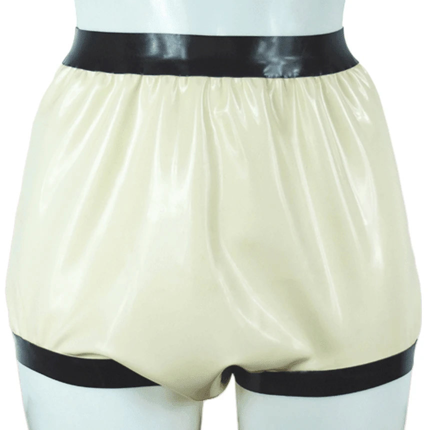 Boyshort Underwear - Transparente und schwarze sexy Latex-Windelshorts, Gummi-Boyshorts,